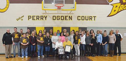 A crowd gathered at Mt. Orab Middle School, former Western Brown High School, on Dec. 10 to witness the dedication of Perry Ogden Gymnasium/Court. Many of Ogden’s former players, family, friends, and former co-workers were present to help pay tribute to one of the greatest basketball coaches in Western Brown history. 